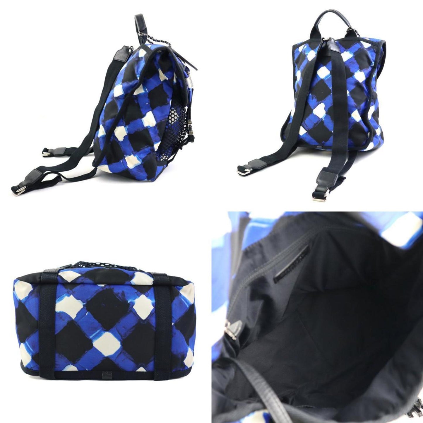 Chanel Black Blue White Nylon Backpack ()
