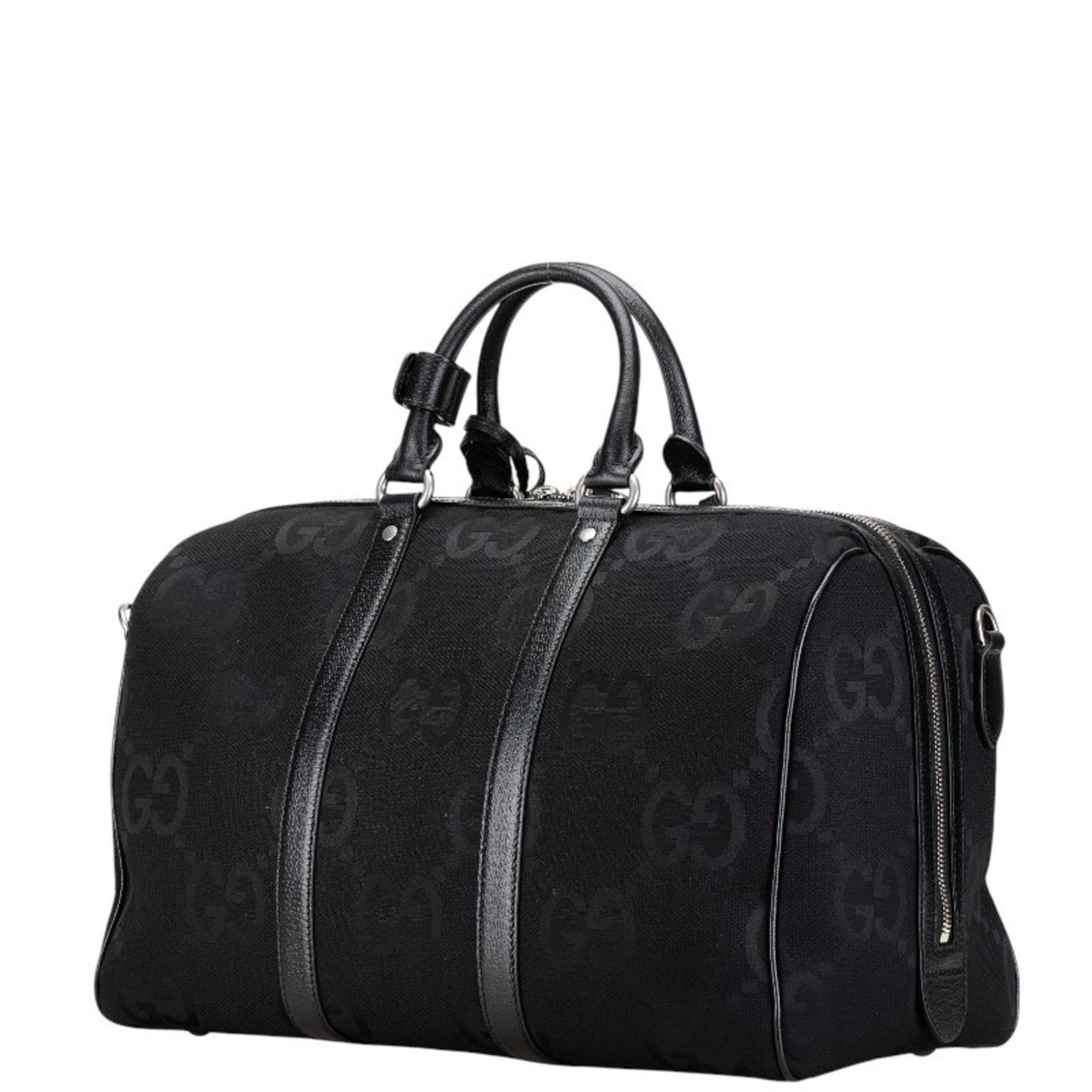 Gucci Black Canvas Leather Boston Bag Eco-Bag Pouch Shoulder Bag ()