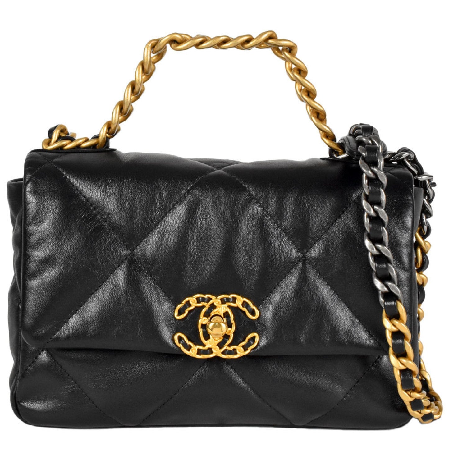 Chanel Black Leather Handbag Shoulder Bag ()
