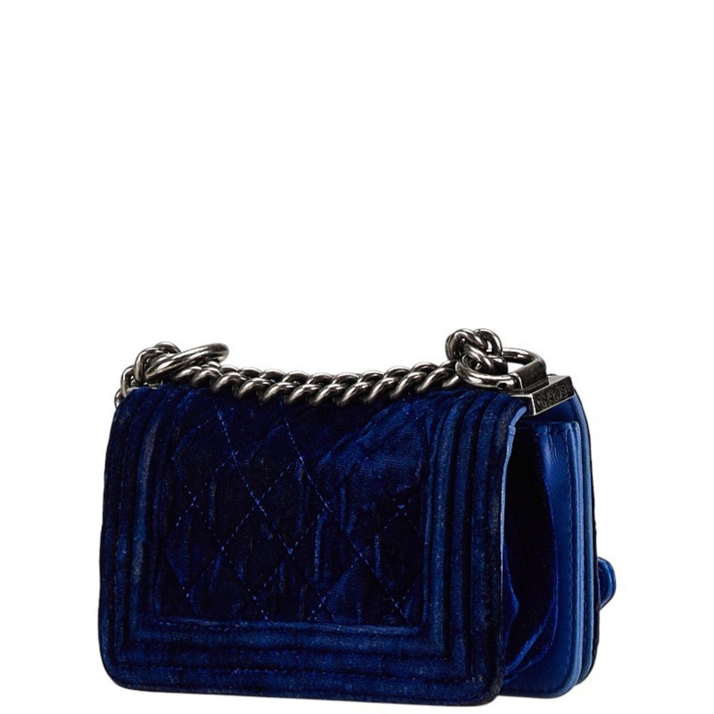 Chanel Blue Silver Leather Shoulder Bag ()