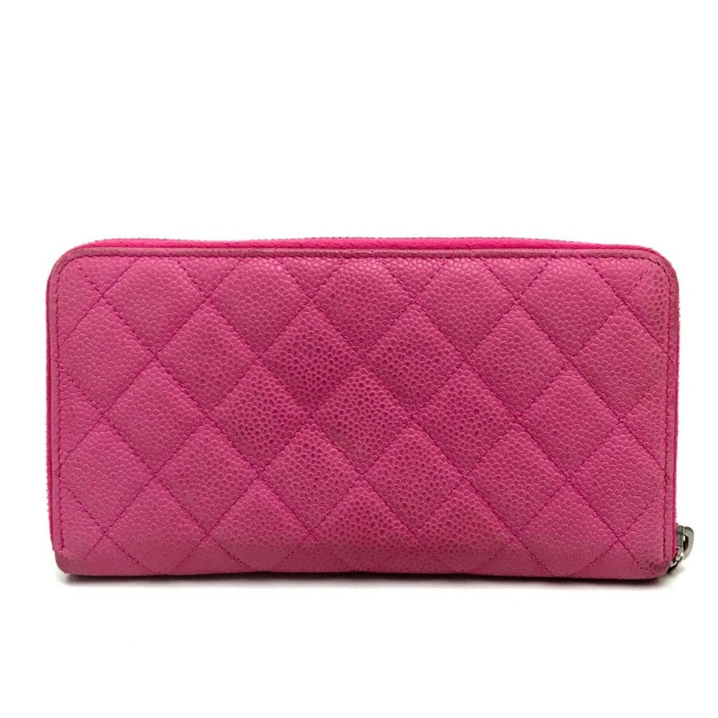 Chanel Pink Grained Calfskin Long Bill Wallet (Bi-Fold) ()