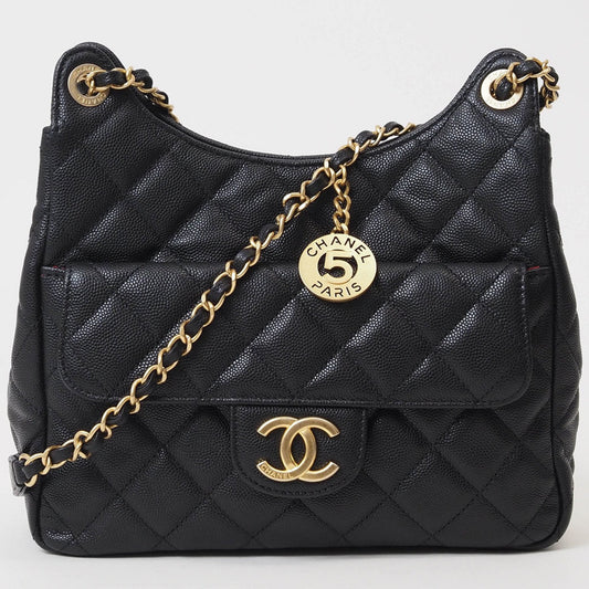 Chanel Black Caviar Leather Shoulder Bag ()