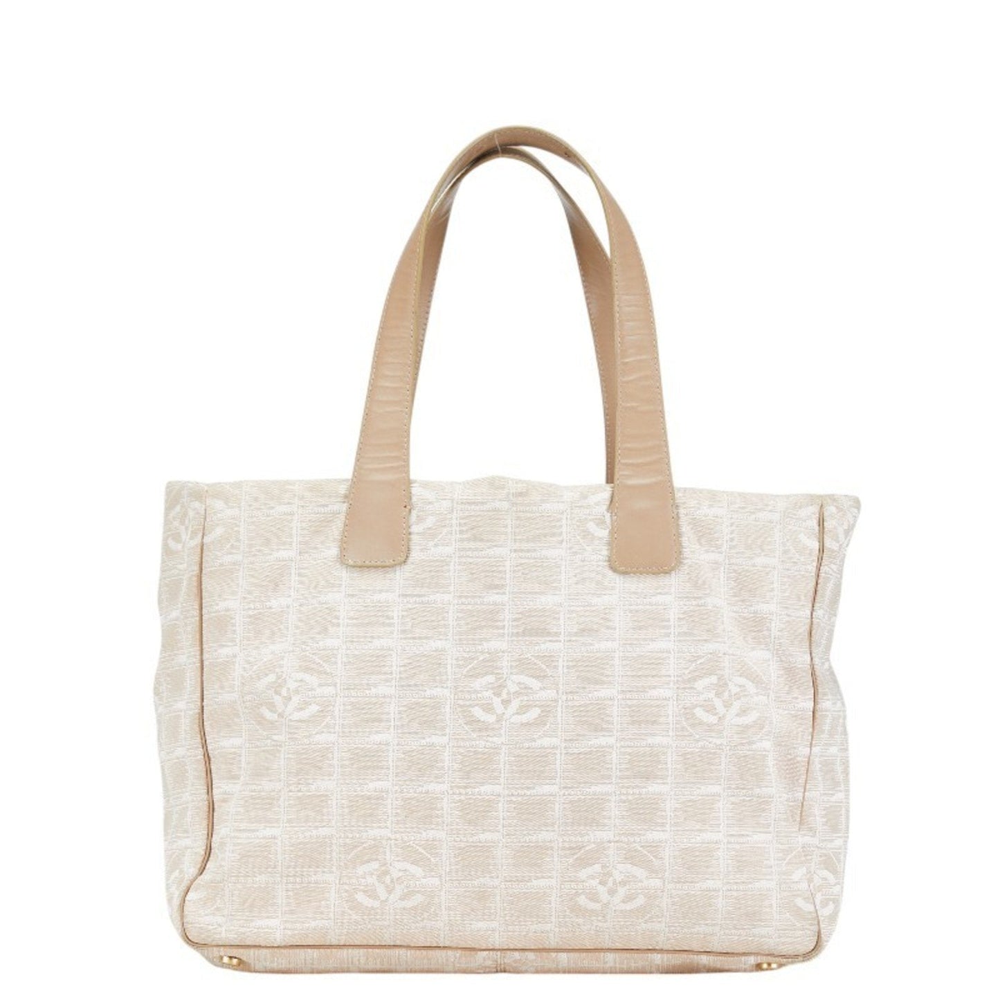 Chanel Beige Canvas Leather Handbag Tote Bag ()