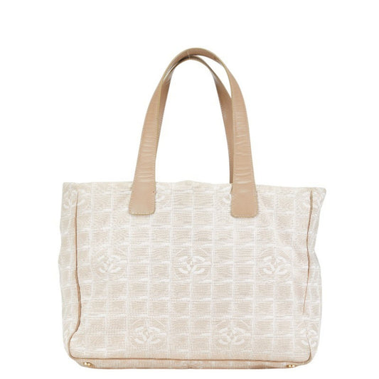 Chanel Beige Canvas Leather Handbag Tote Bag ()