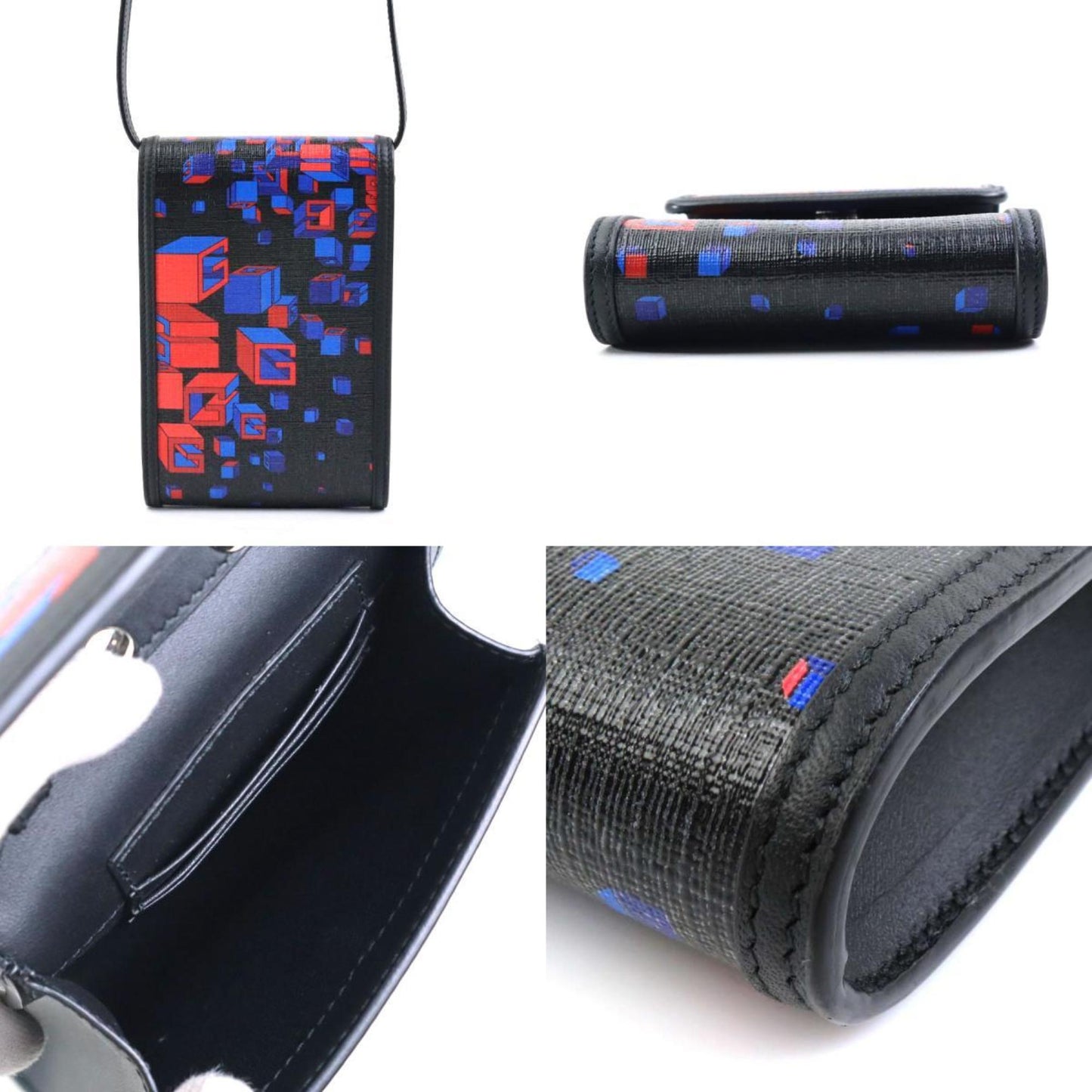 Gucci Black Blue Red Color Pvc Leather Pochette Shoulder Bag ()