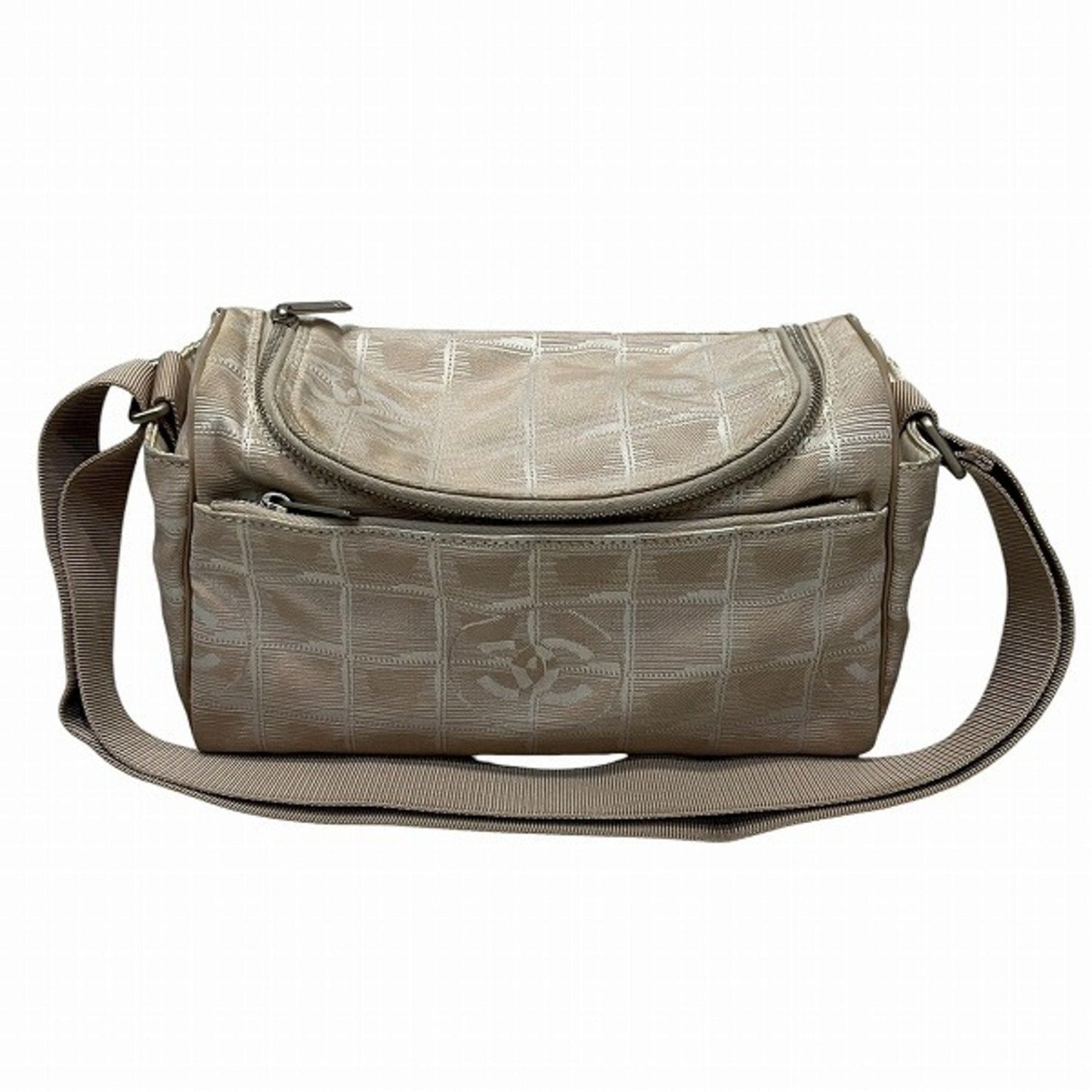 Chanel Beige Nylon Canvas Shoulder Bag ()