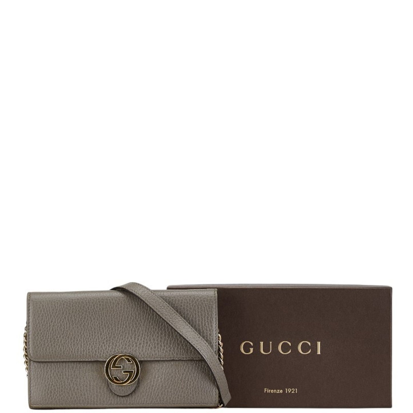 Gucci Gray Leather Chain/Shoulder Wallet ()