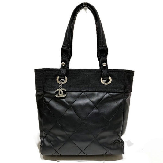 Chanel Black Canvas Leather Tote Bag ()
