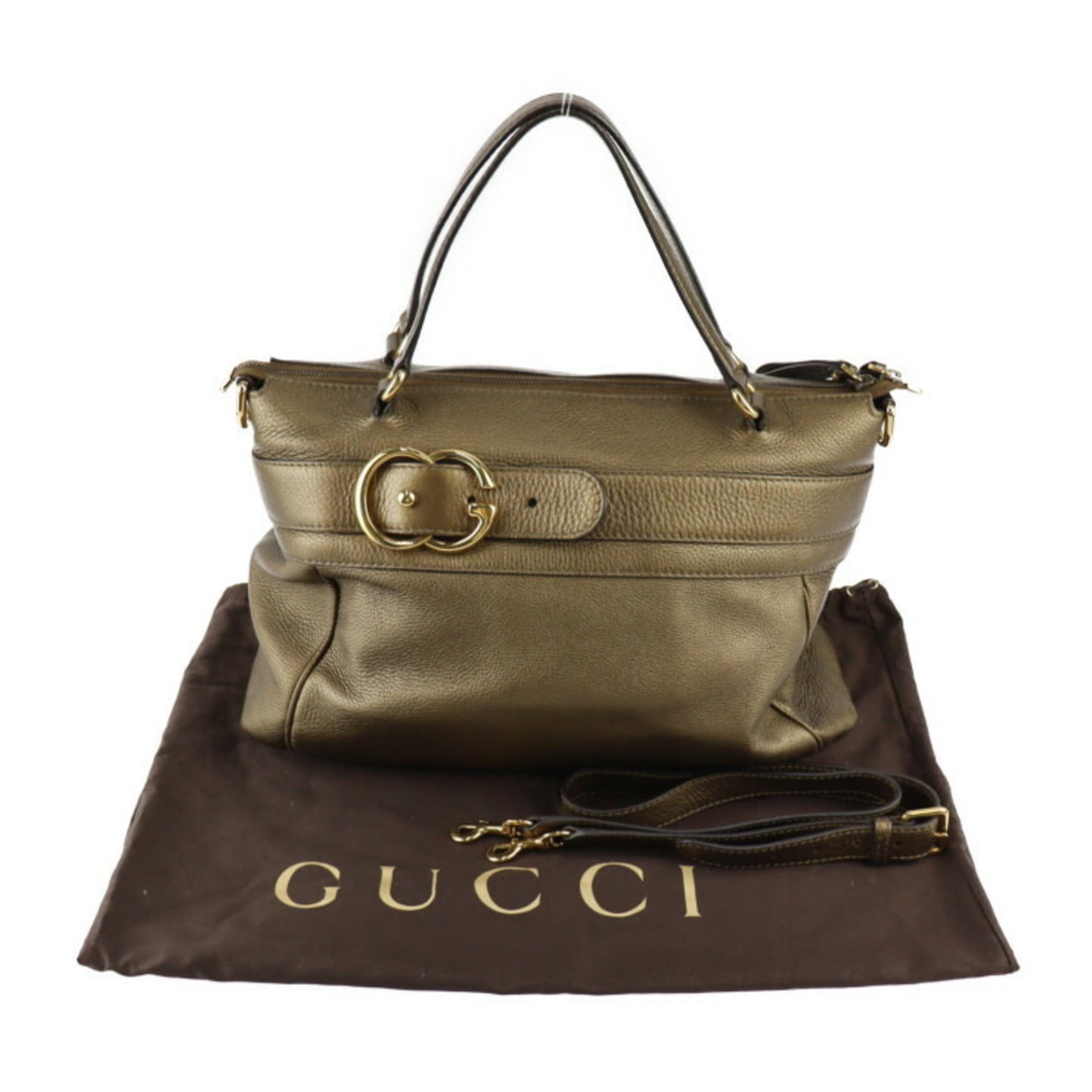 Gucci Bronze Leather Handbag Shoulder Bag Tote Bag ()