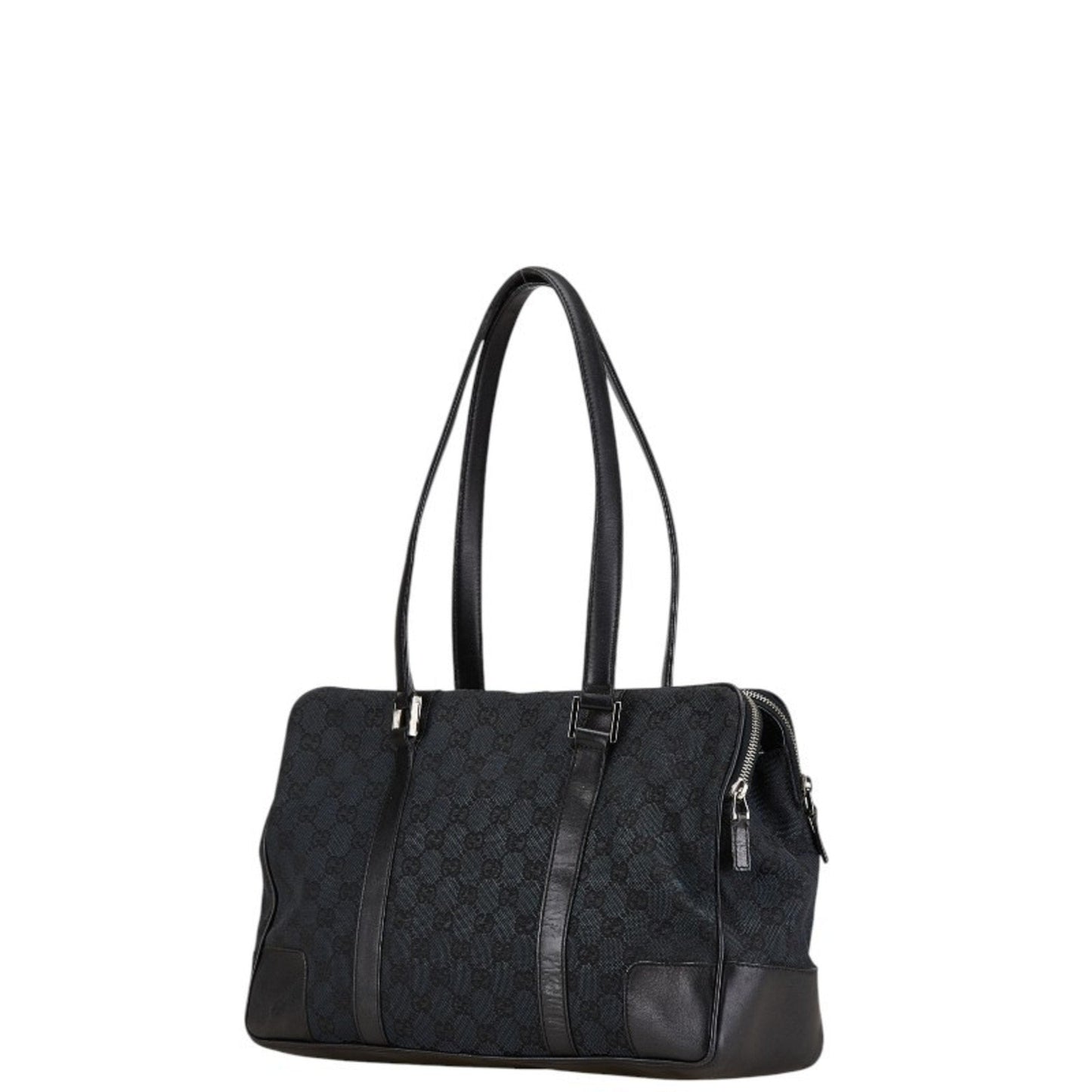 Gucci Black Canvas Leather Shoulder Bag Tote Bag ()