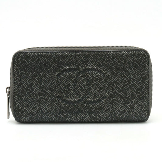 Chanel Metallic Gray Grained Calfskin Long Wallet (Bi-Fold) ()