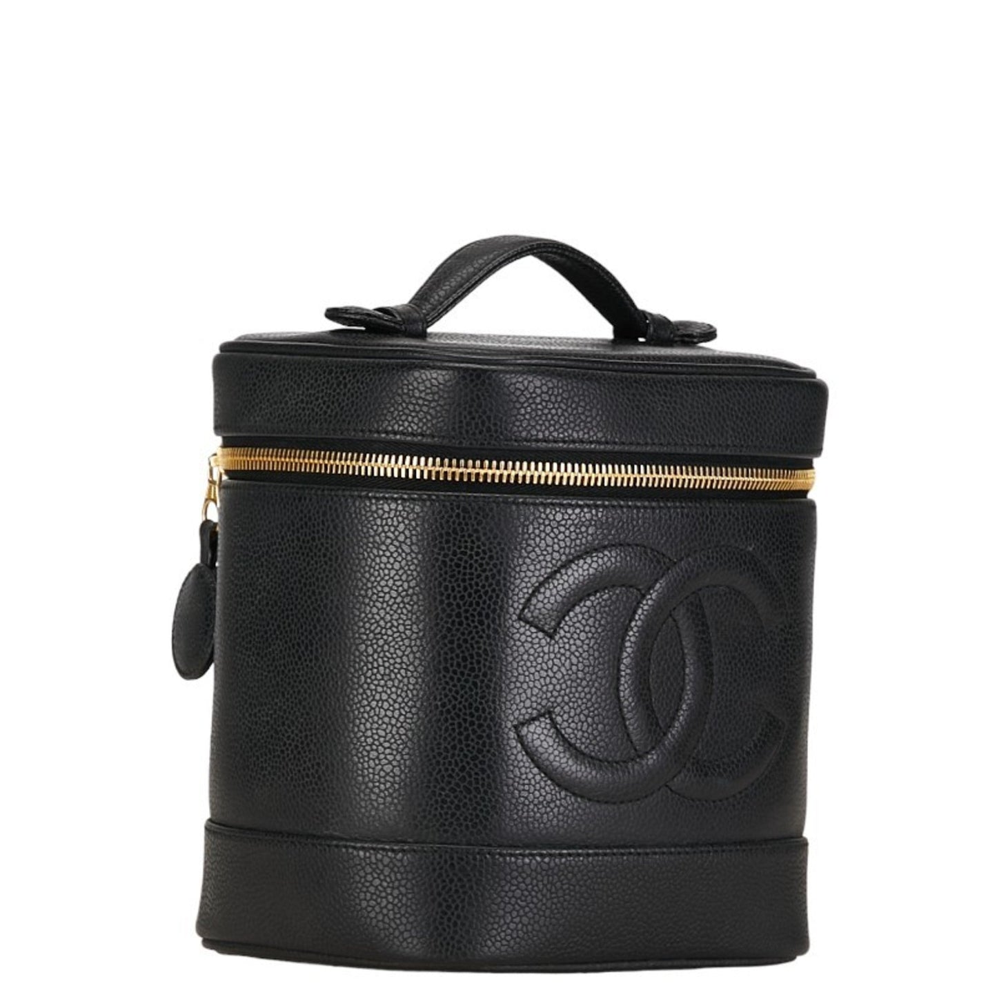 Chanel Black Gold Caviar Leather Handbag Vanity Bag ()