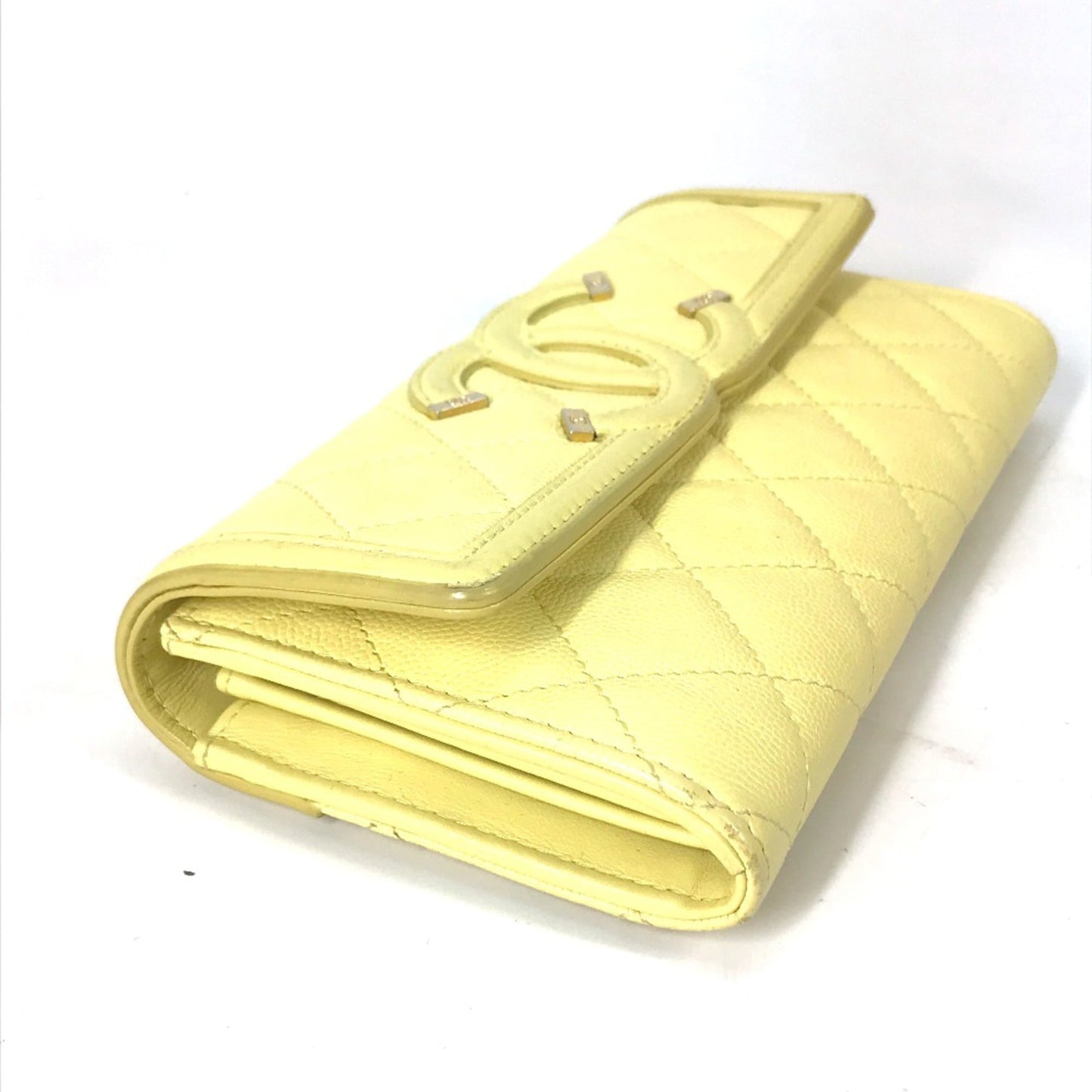 Chanel Yellow Leather Long Wallet (Bi-Fold) ()