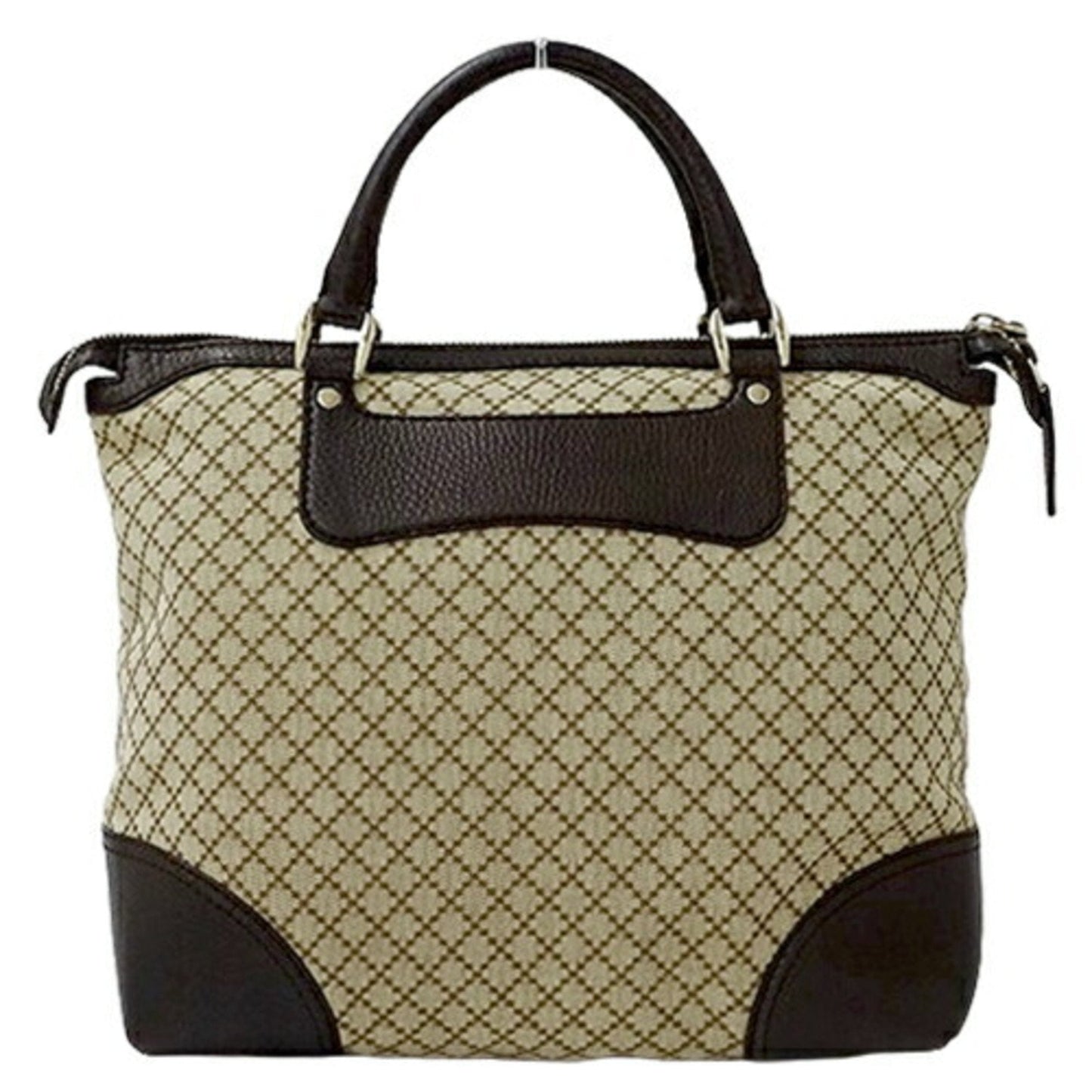 Gucci Diamante Beige Brown Canvas Handbag Tote Bag ()