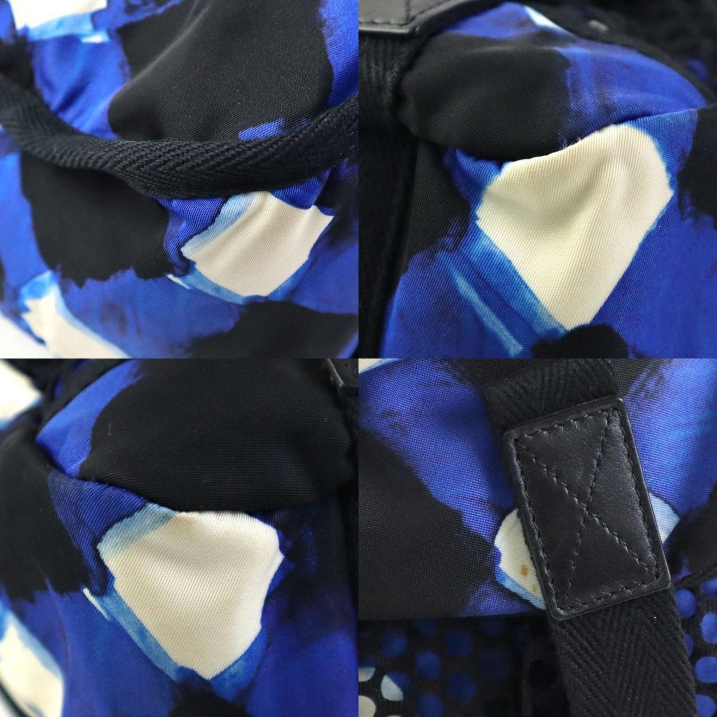 Chanel Black Blue White Nylon Backpack ()