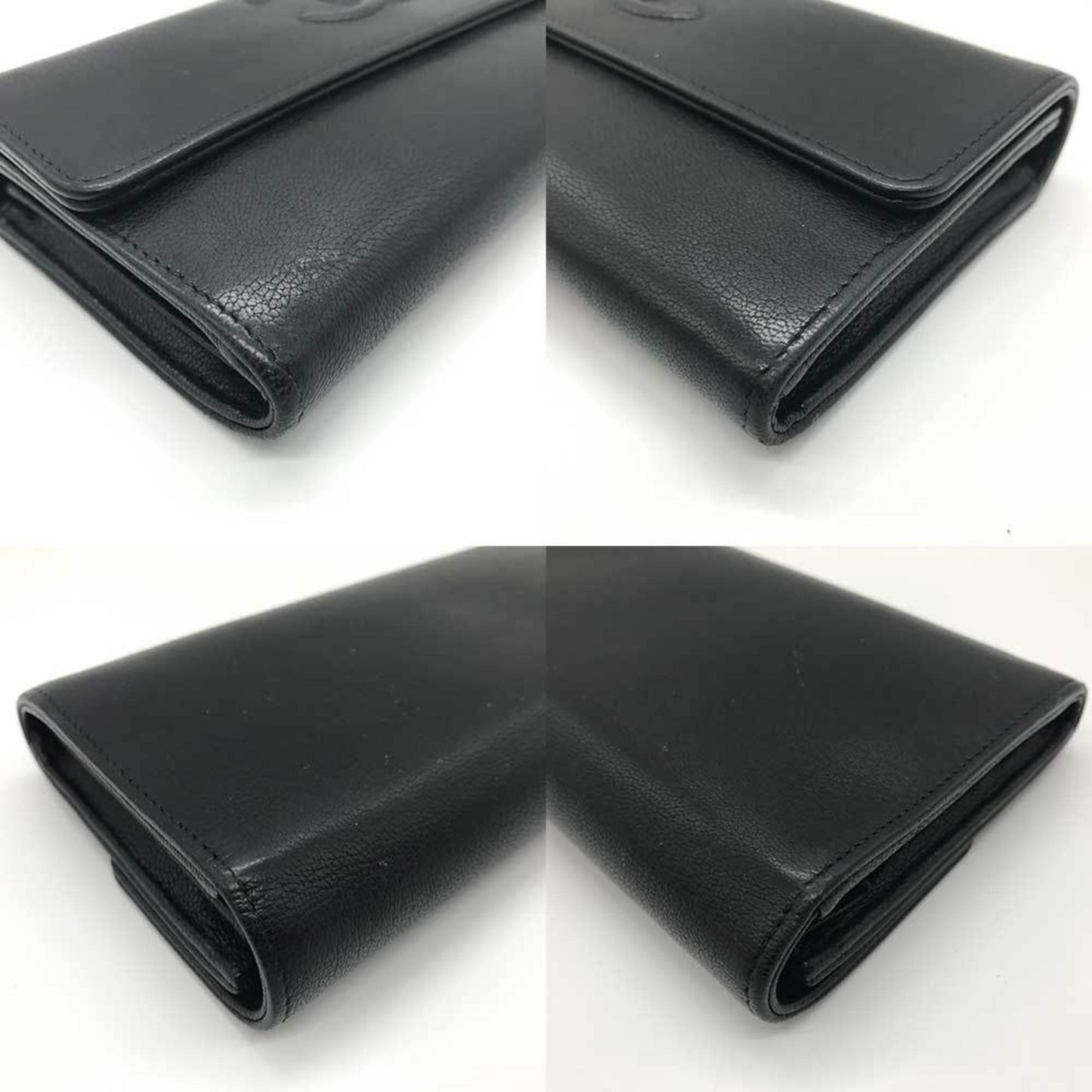 Chanel Black Leather Long Wallet (Bi-Fold) ()