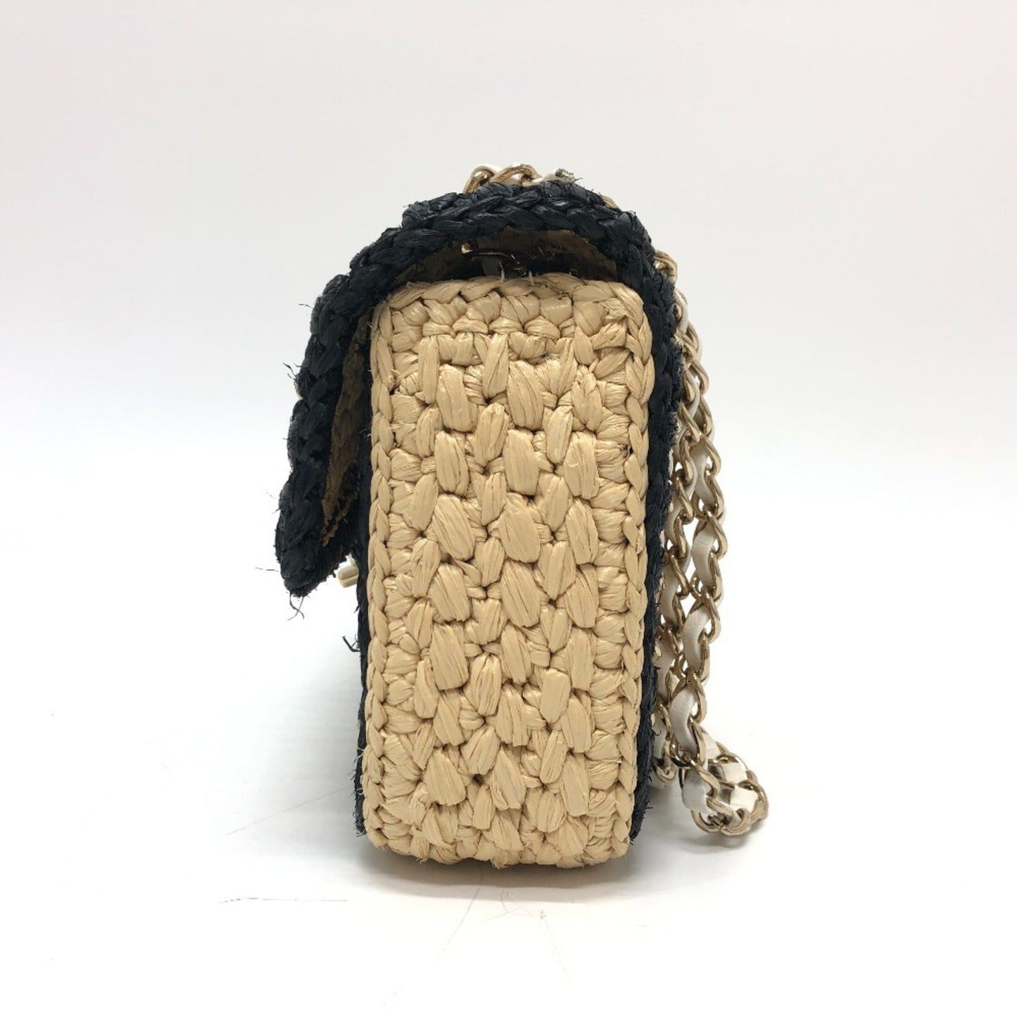 Chanel Beige Black Hemp Shoulder Bag ()