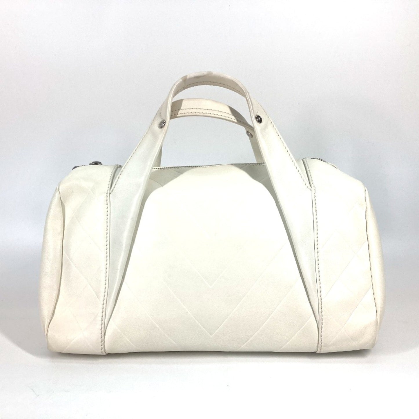 Chanel White Leather Boston Bag ()
