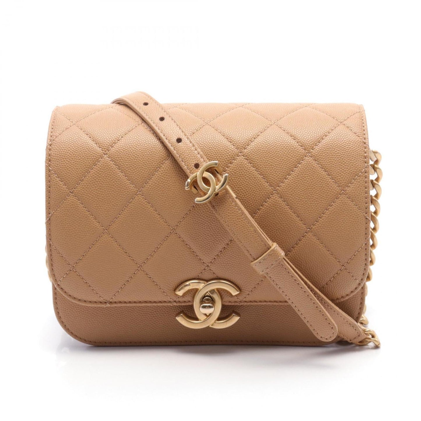Chanel Beige Caviar Leather Shoulder Bag ()