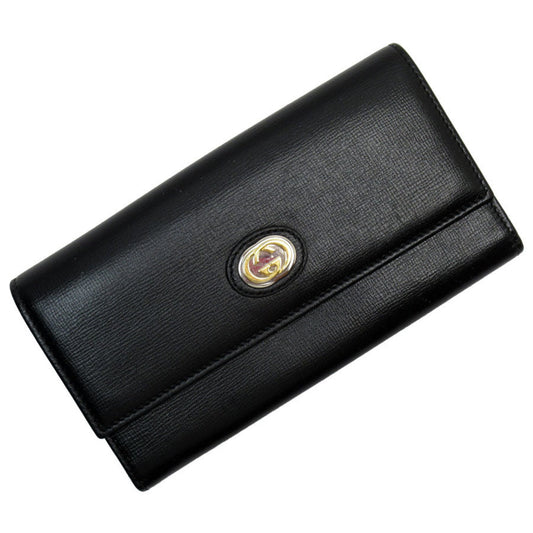 Gucci Black Leather Long Wallet (Bi-Fold) ()