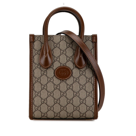 Gucci Brown Pvc Leather Handbag Shoulder Bag ()