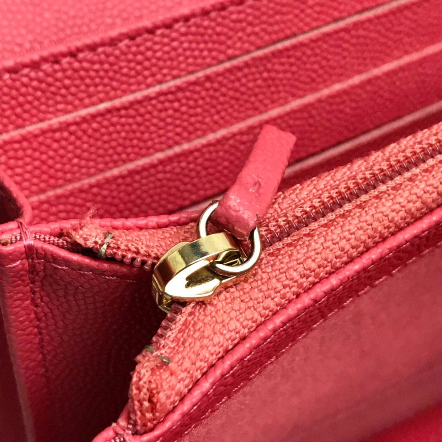 Chanel Pink Leather Long Wallet (Bi-Fold) ()