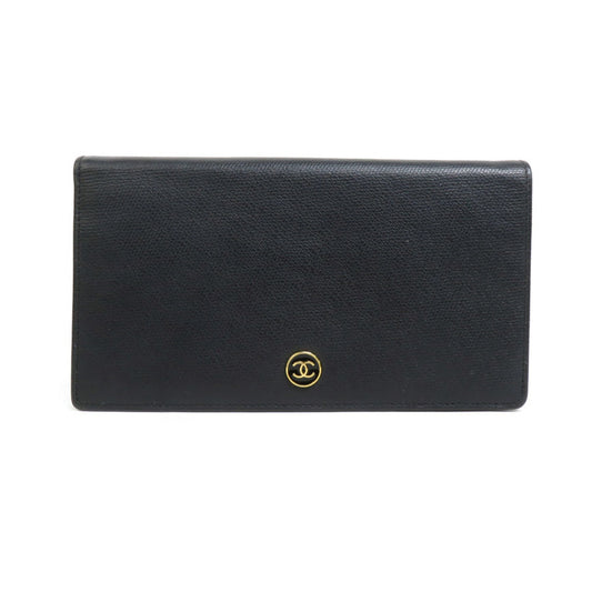Chanel Black Leather Long Wallet (Bi-Fold) ()