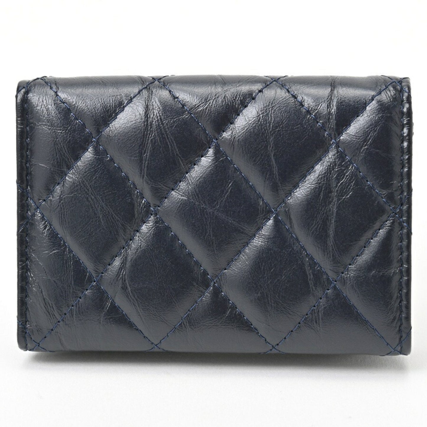 Chanel Navy Leather Wallet (Tri-Fold) ()