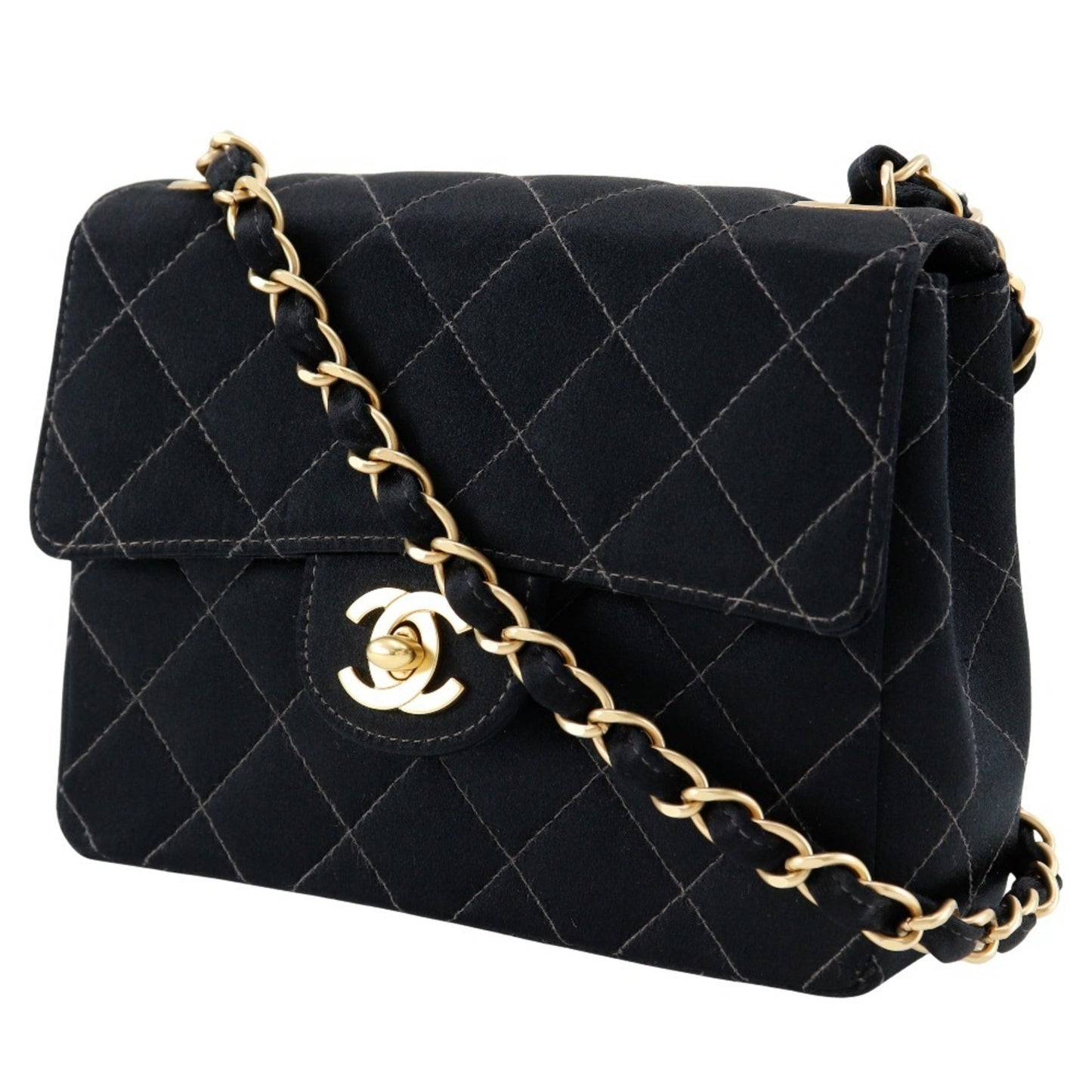 Chanel Black Satin Shoulder Bag ()