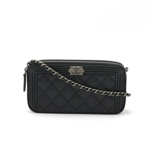 Chanel Black Grained Calfskin Shoulder Bag ()