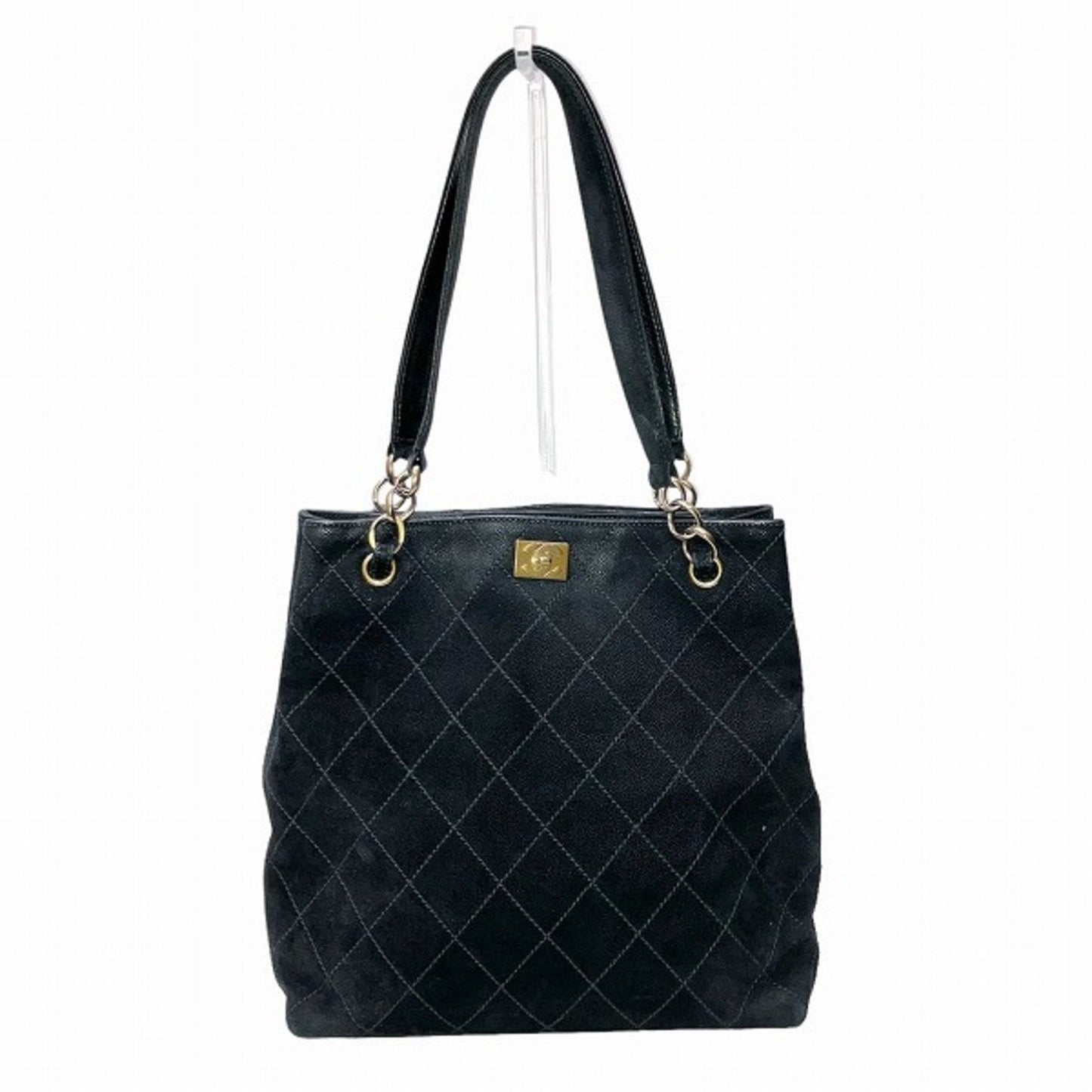 Chanel Wild Stitch Black Suede Shoulder Bag Tote Bag ()