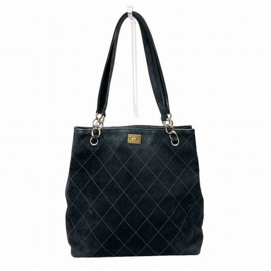 Chanel Wild Stitch Black Suede Shoulder Bag Tote Bag ()