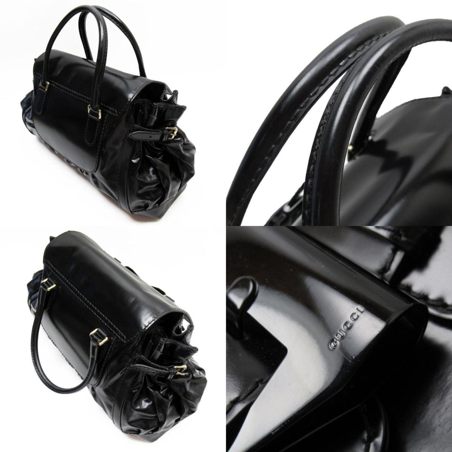 Gucci Black Coated Canvas Pvc Leather Handbag ()