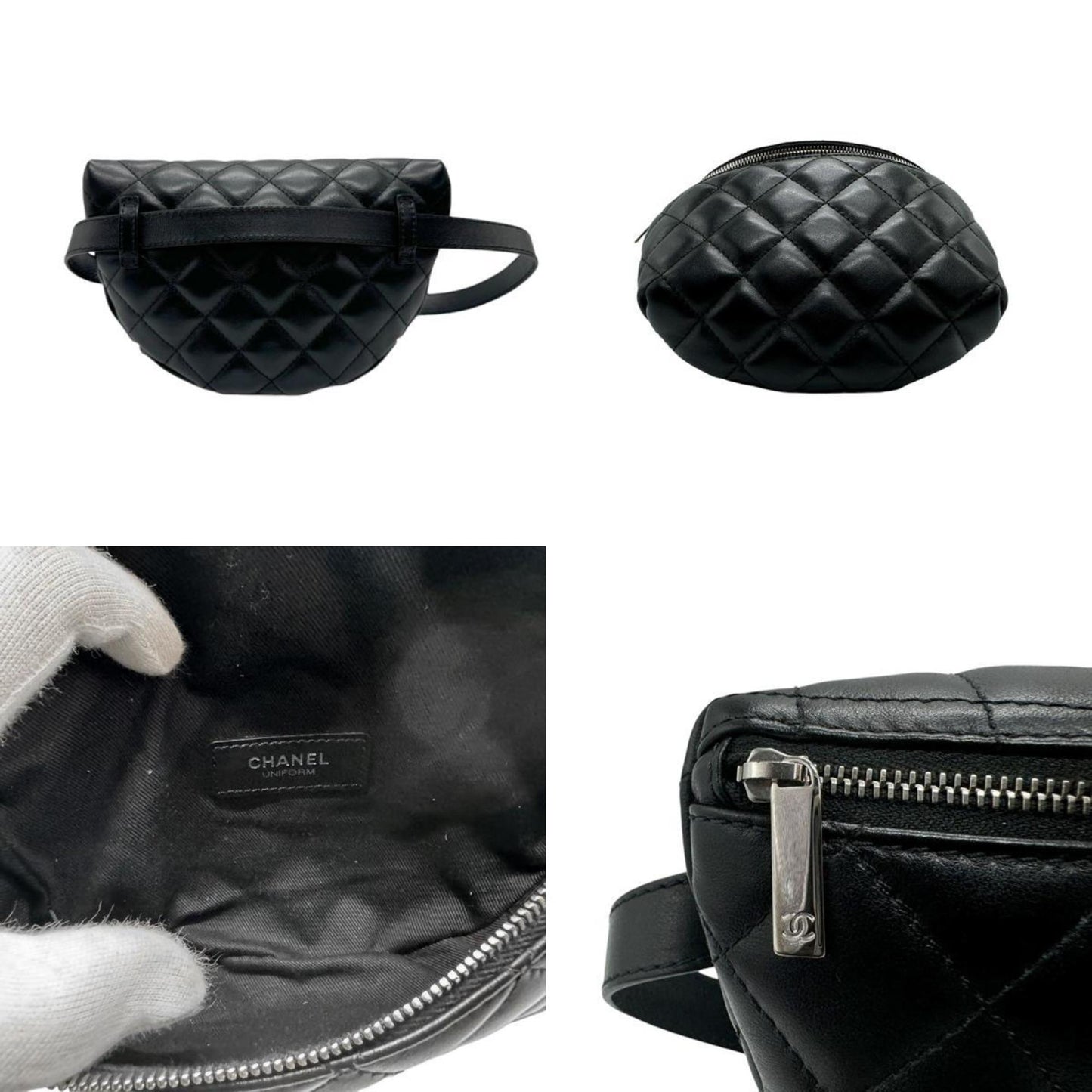 Chanel Black Leather Fanny Pack Sling Bag ()