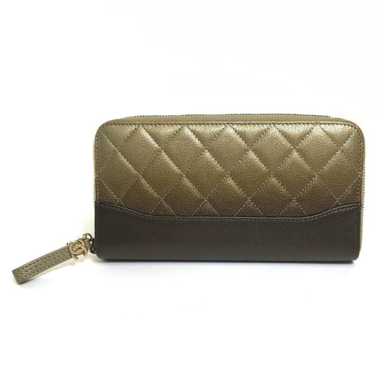 Chanel Gold Leather Long Wallet (Bi-Fold) ()