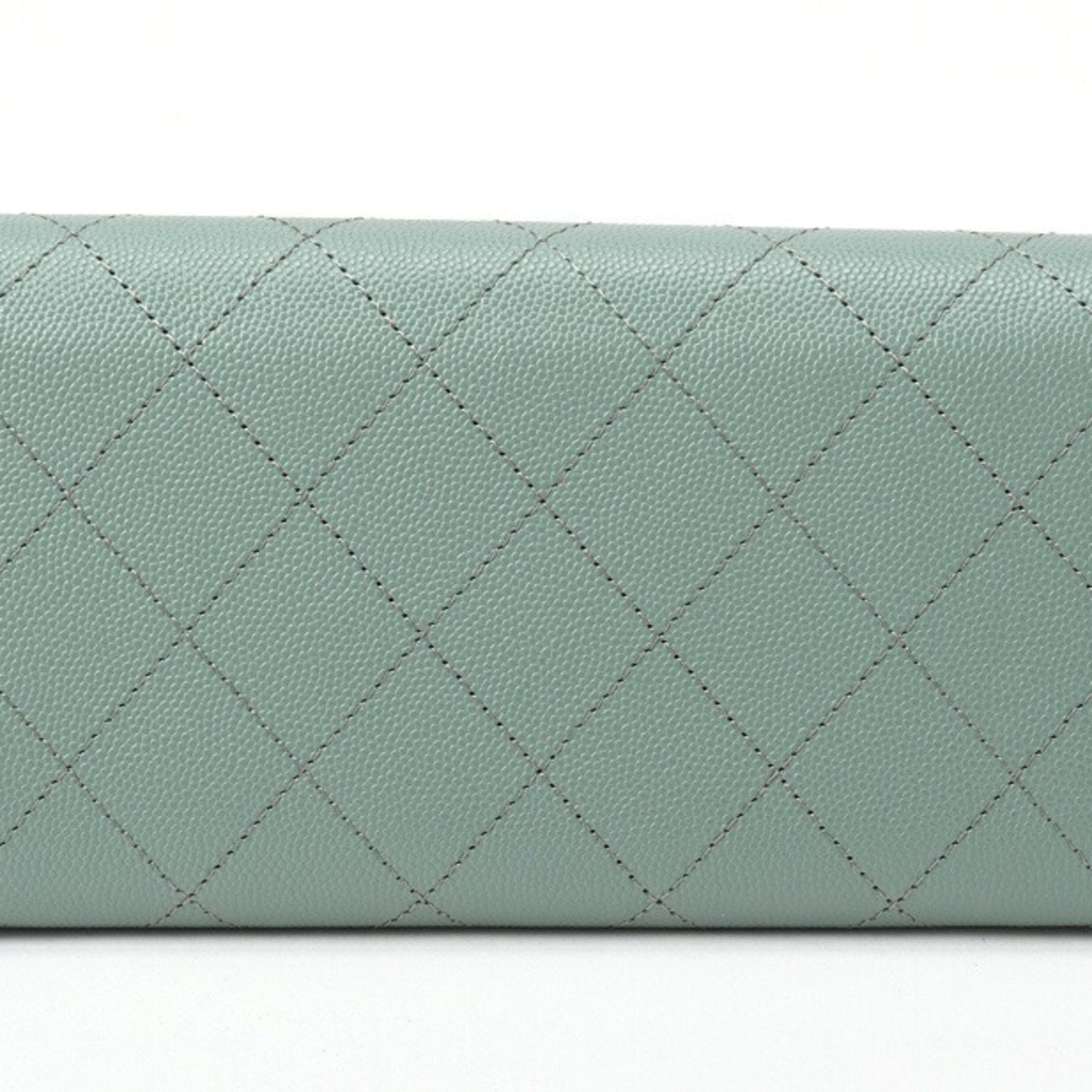 Chanel Blue Green Grained Calfskin Long Wallet (Bi-Fold) ()