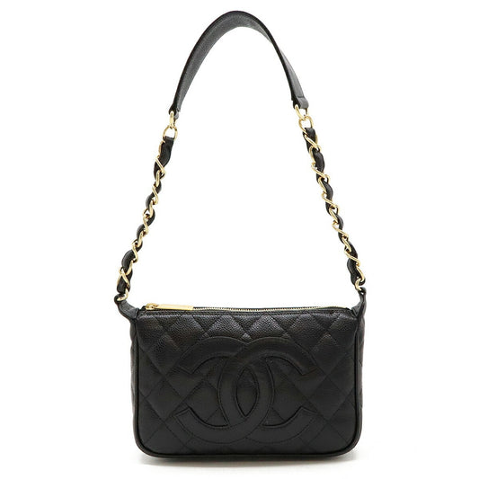Chanel Black Grained Calfskin Shoulder Bag ()