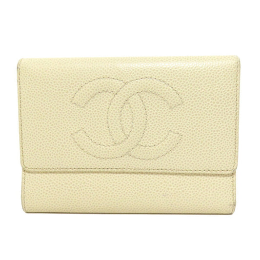 Chanel Cream Leather Wallet (Bi-Fold) ()