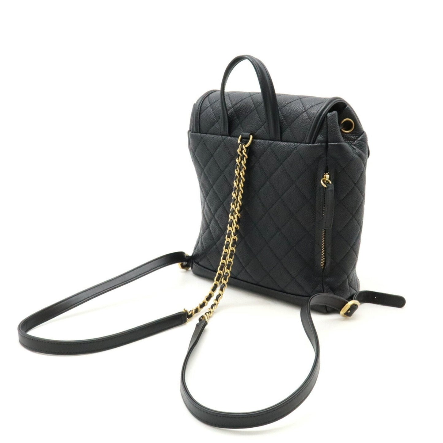 Chanel Black Grained Calfskin Backpack ()