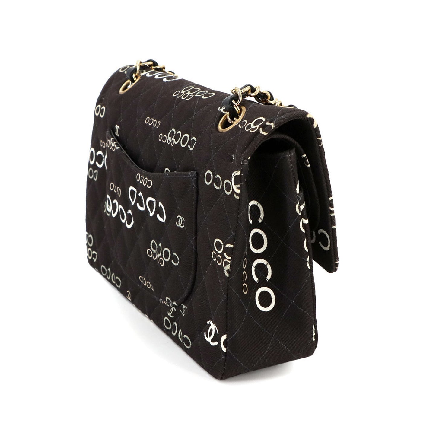 Chanel Black White Canvas Shoulder Bag ()