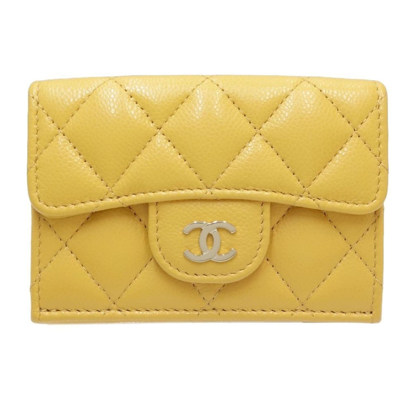 Chanel Yellow Grained Calfskin Wallet (Tri-Fold) ()