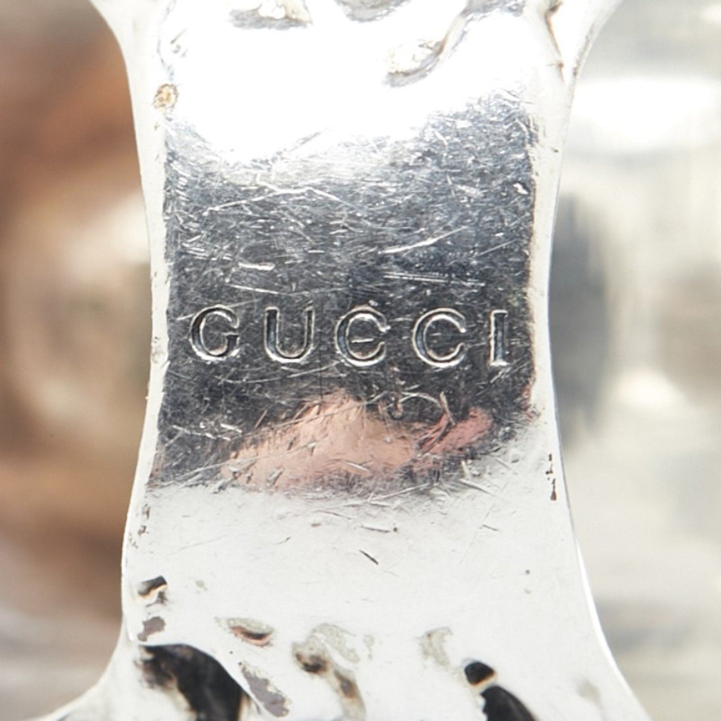 Gucci Green Silver Metal Band Ring ()