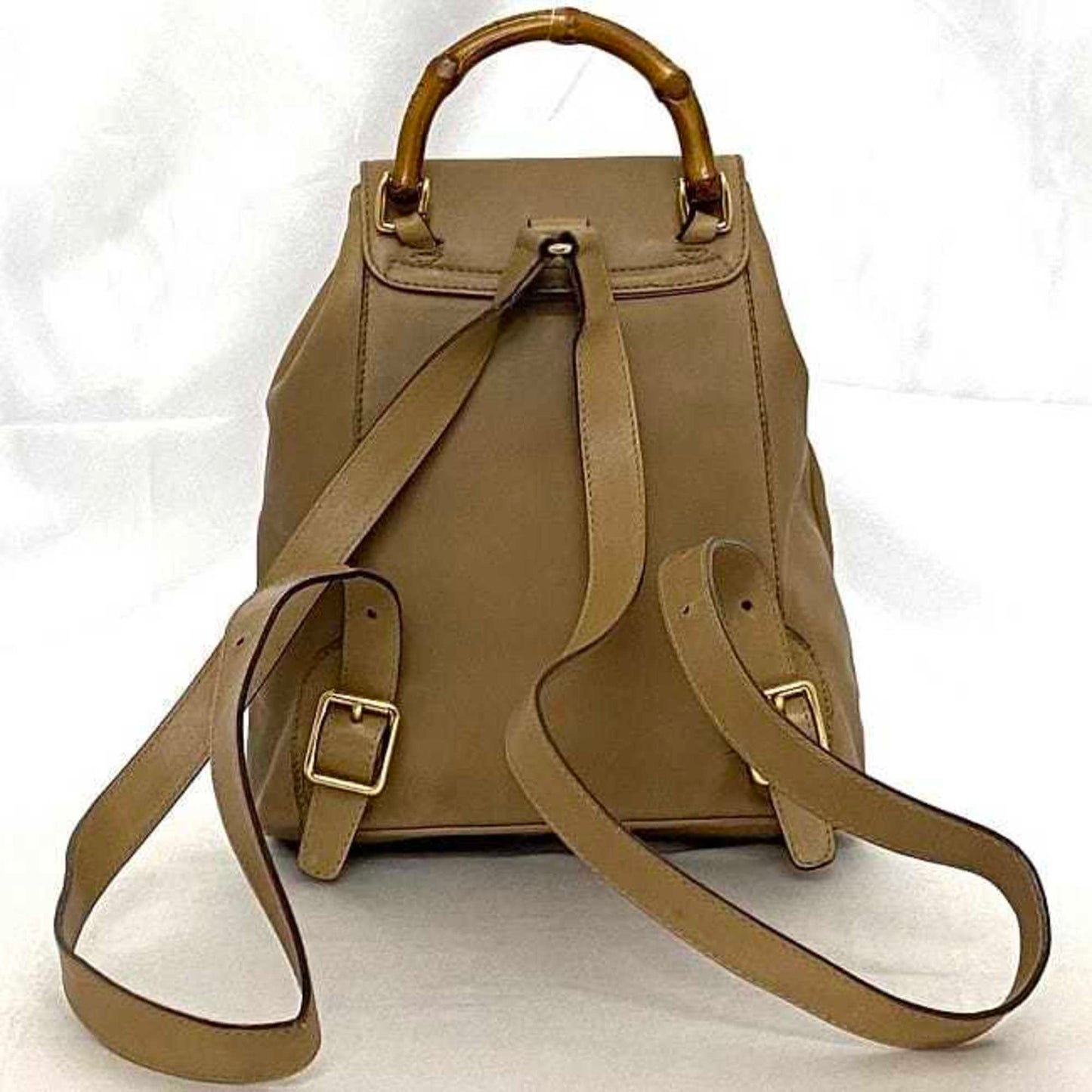Gucci Beige Leather Bamboo Backpack ()