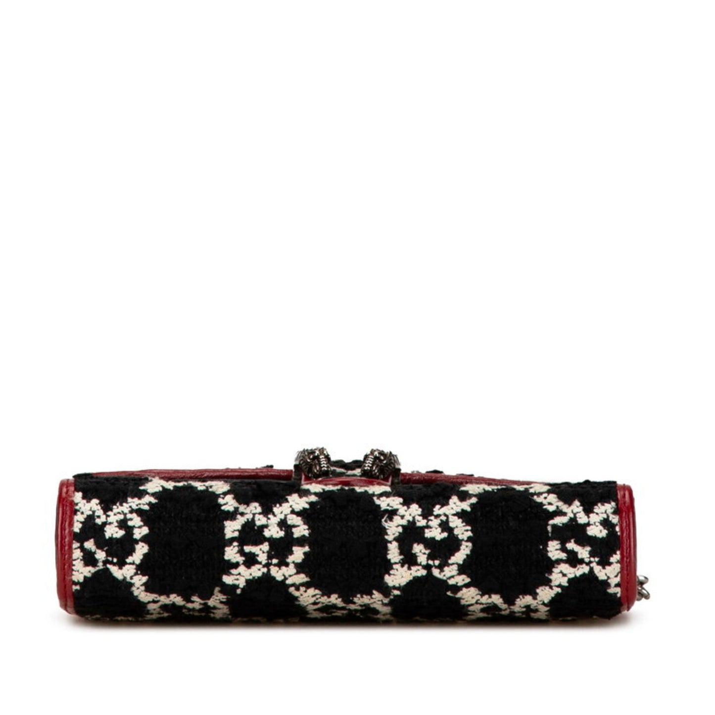 Gucci Black Red Color Tweed Leather Chain/Shoulder Wallet ()