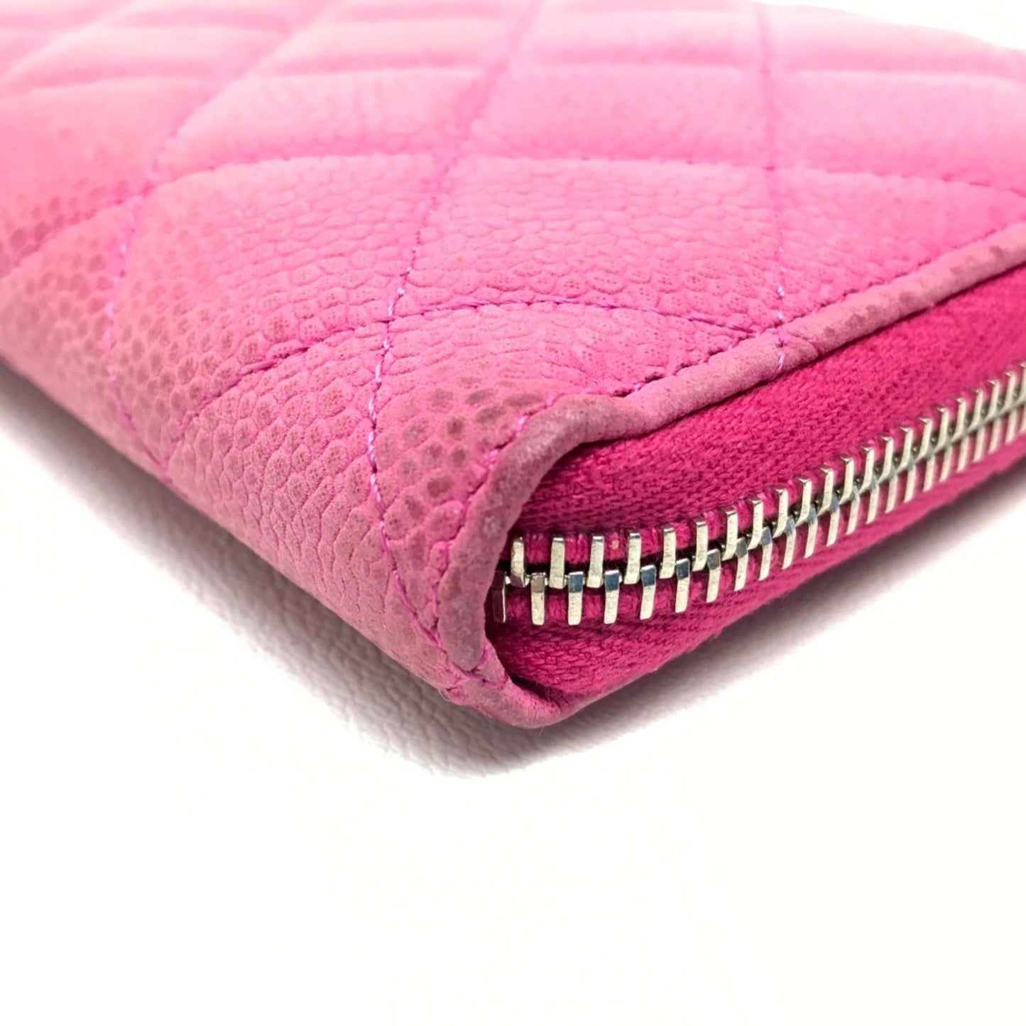 Chanel Pink Grained Calfskin Long Bill Wallet (Bi-Fold) ()