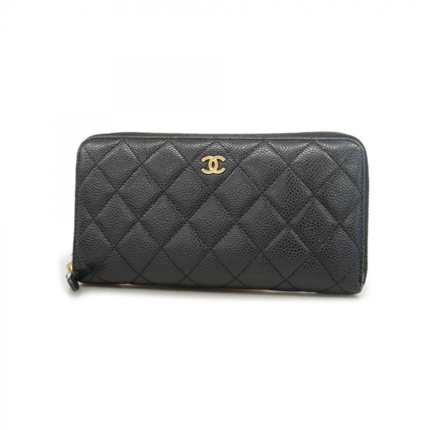 Chanel Black Grained Calfskin Long Wallet (Bi-Fold) ()