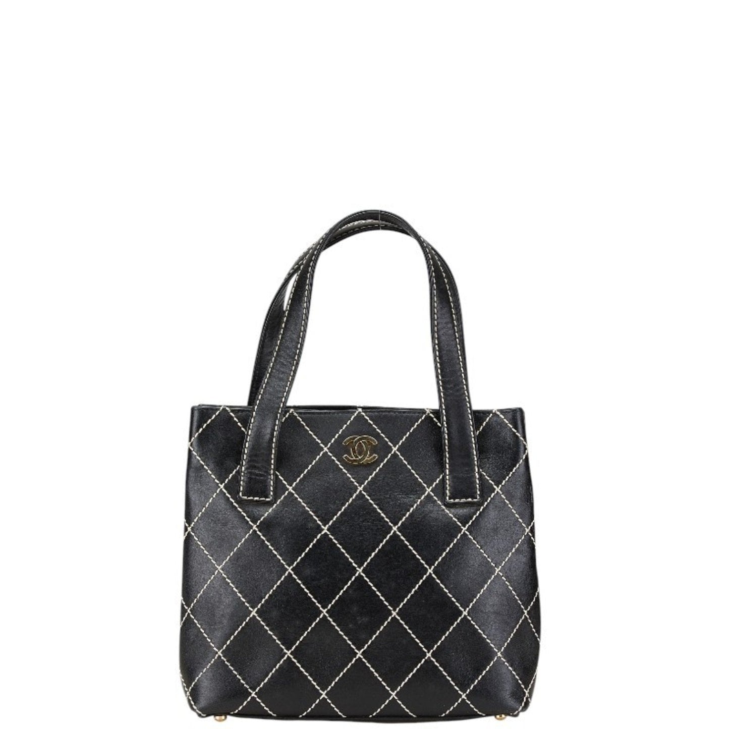Chanel Black Leather Handbag Tote Bag ()