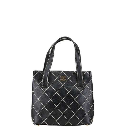 Chanel Black Leather Handbag Tote Bag ()