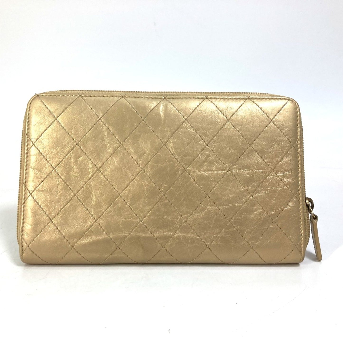 Chanel Gold Leather Long Wallet (Bi-Fold) ()