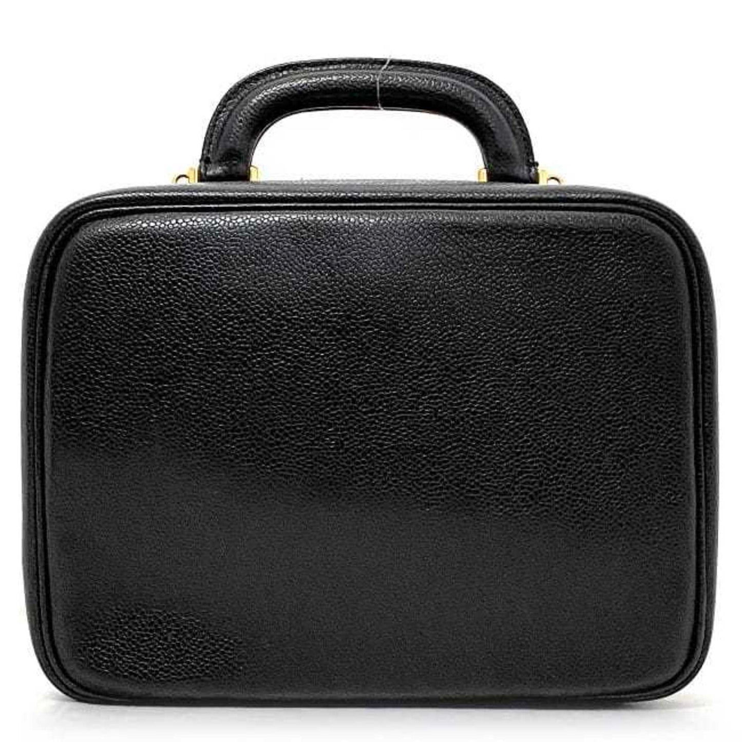 Chanel Black Leather Handbag Vanity Bag ()